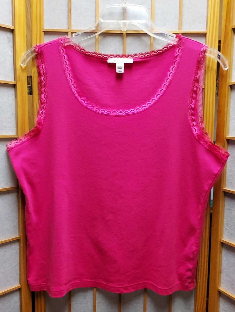 💗 JM Collection Fuchsia Pink Lace Tank Womens XL